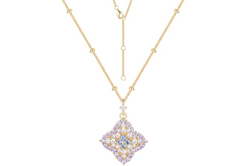 [18337N38E5ZMXDO] Sterling silver mix zirconia flower necklace