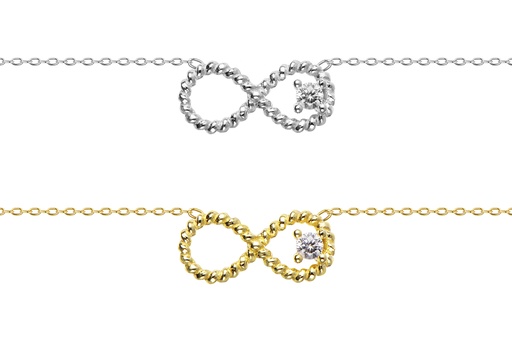 Sterling silver 7x16mm infinity symbol with 2mm zirconia necklace