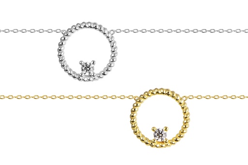 Sterling silver 11mm circle with 2mm zirconia necklace