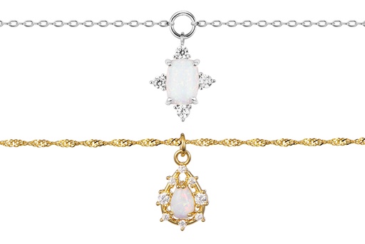 Collar plata 925 piedra forma de pera con zirconitas blancas