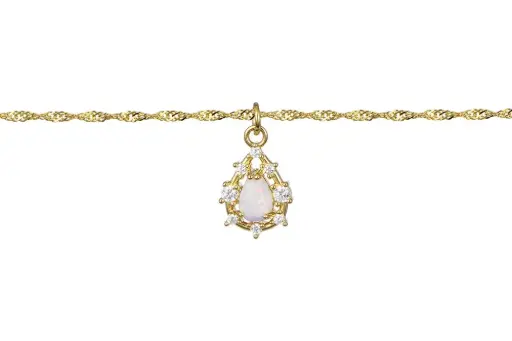 Collar plata 925 piedra forma de pera con zirconitas blancas