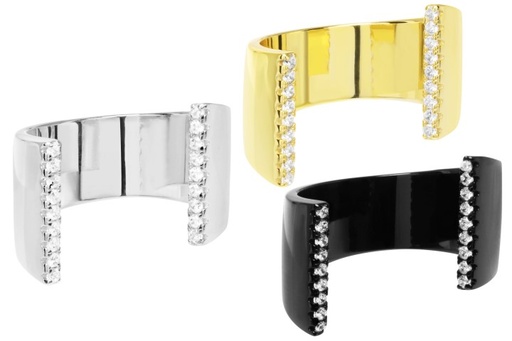 Anillo plata 925 dos barras cz abierto 