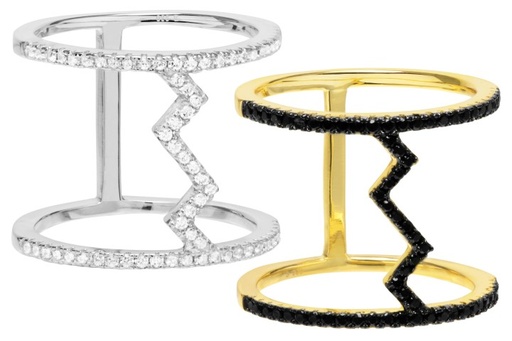 Anillo plata 925 doble rayo zirconita 