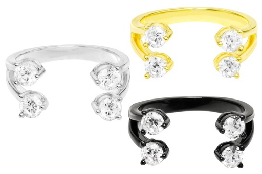 Anillo plata 925 4 circonitas de 4mm abierto 