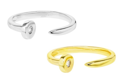 Anillo plata 925 clavo con zirconita abierto 