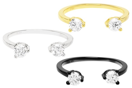 Anillo plata 925 2 zirconitas de 4mm abierto 