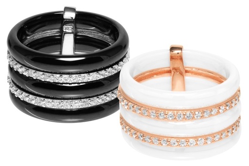 Silver 925 ceramic ring cz