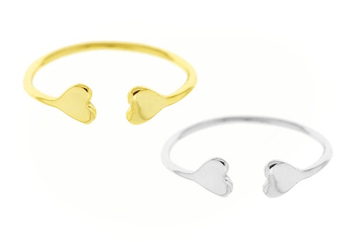 Silver 925 two hearts ring