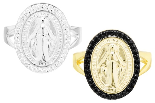 Anillo plata 925 sello virgen milagrosa