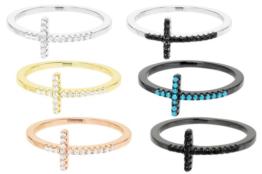 Silver 925 cz cross ring