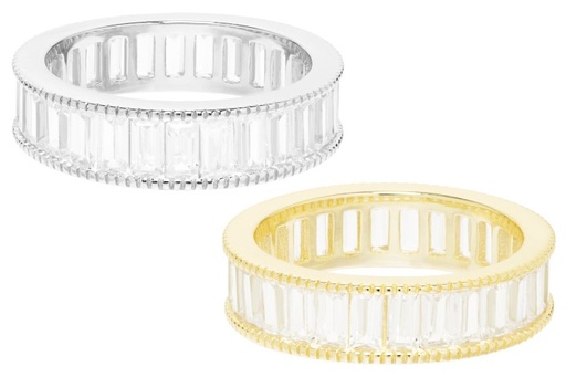 Anillo plata 925 zirconita baguette