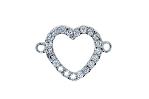 Entrepieza plata rodiada cz corazon 