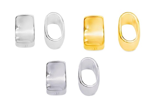 Tubo oval plata 925 9mm agujero 3.5mm x 6.5mm