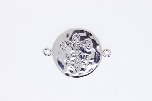 Entrepieza  plata medalla flor de lis cz 