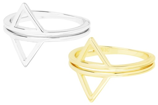 Anillo plata 925  dos triangulos 