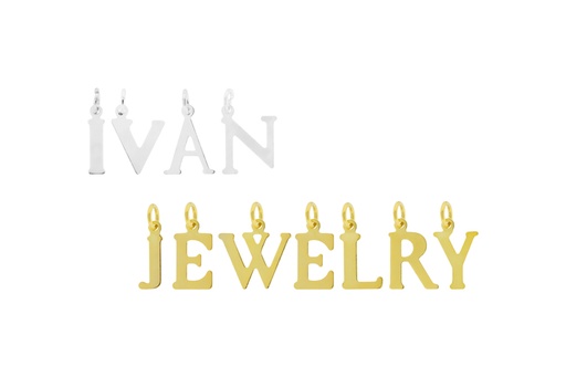 Charm plata 925 letra con anilla abierta 