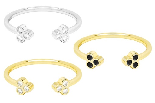 Anillo plata 925  tres zirconitas abierto 