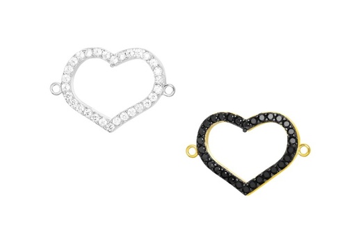 Silver 925 heart cz finding