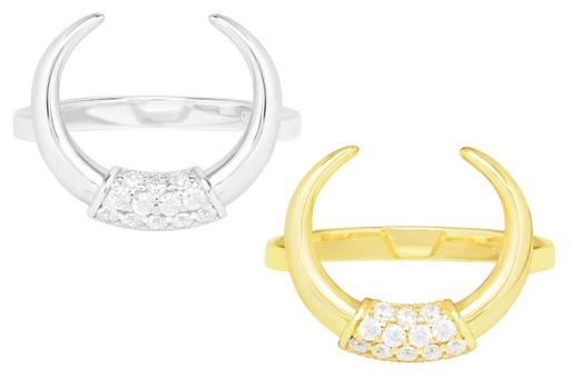 Silver 925 horn cz ring