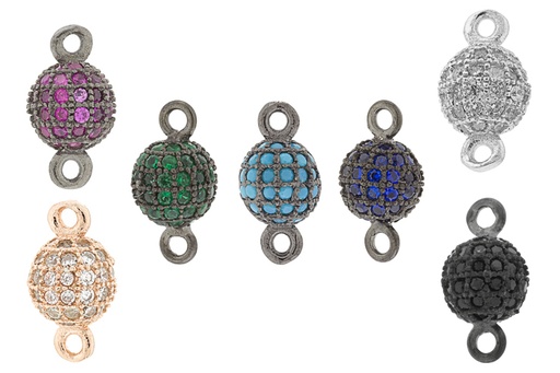 Entrepieza plata 925 zirconita bola dos anillas 