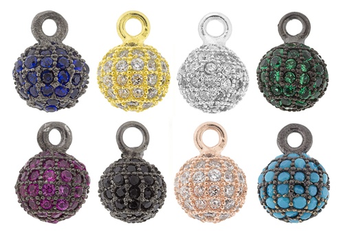 Charm plata 925 zirconita bola una anilla 