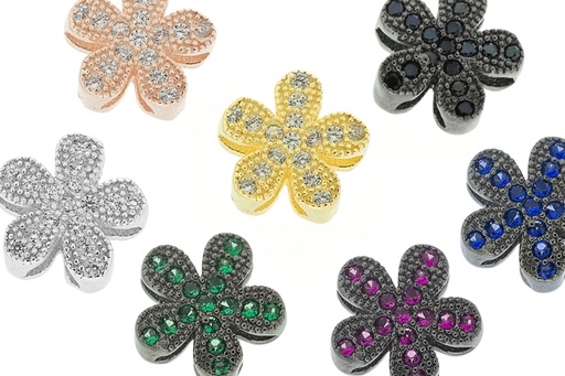 Entrepieza plata 925 zirconita flor 