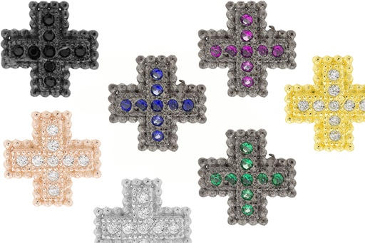 Entrepieza plata 925 zirconita cruz