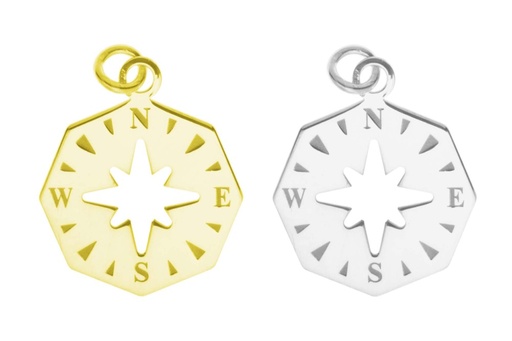 Charm plata 925 rosa de los vientos c/anilla 