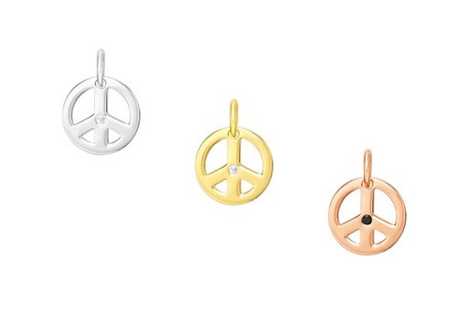 Silver 925 cz peace symbol charm