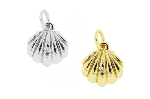 Charm plata 925 concha con zirconita