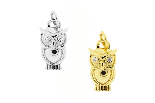 Charm plata 925 buho con zirconita 