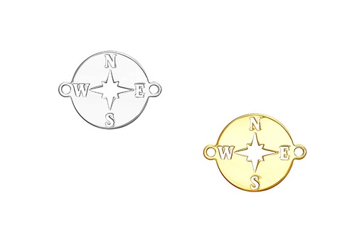 Entrepieza plata 925 rosa de los vientos calada