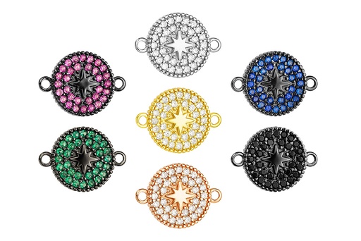 Entrepieza plata 925 rosa de los vientos zirconita 