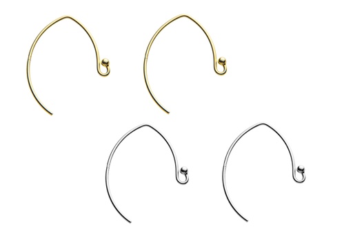 Gancho oval pendiente plata 925 con bola 2mm