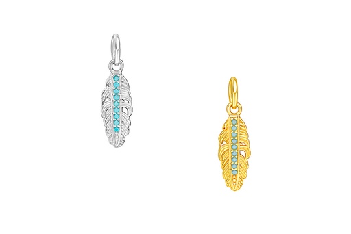 Charm plata 925 pluma con zirconitas 