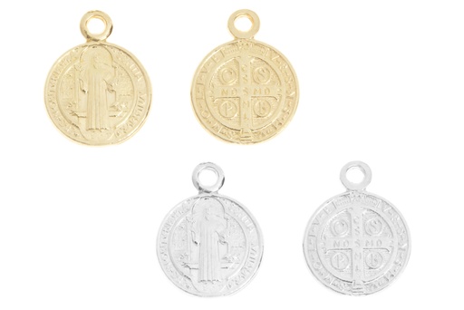 Colgante charm plata 925 medalla san benito 12mm 