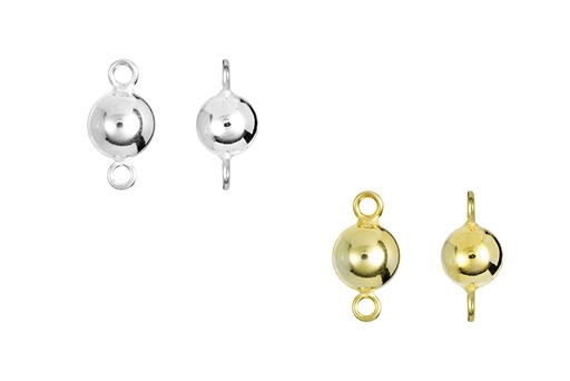 Entrepieza plata 925 bola con dos anillas cerradas soldadas