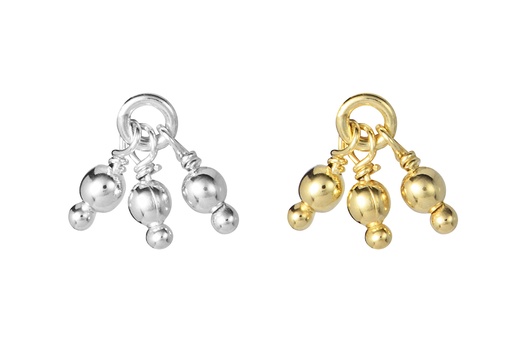 Colgante charm plata 925 anilla 3.5mm con 3 bolitas diam 2.5mm