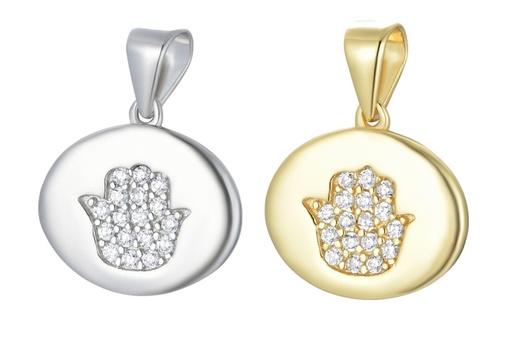 Charm plata 925 mano de fatima zirconita