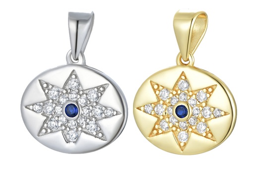 Sterling silver sun zirconia charm