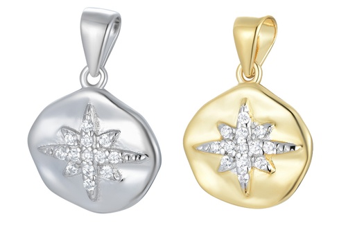 Sterling silver compass rose zirconia charm