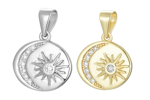 Sterling silver sun and moon zirconia charm