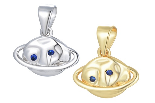 Sterling silver saturn zirconia charm