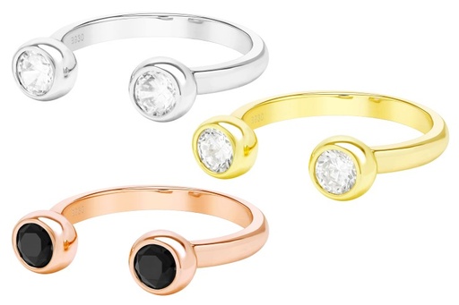 Anillo plata 925 con dos zirconitas abierto 