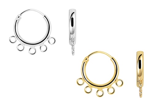 Sterling silver 5 rings click hoop earring