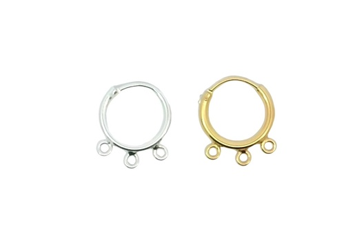 Sterling silver click 3 rings hoop earring