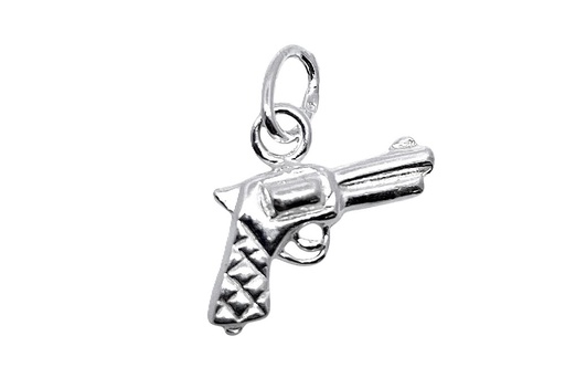 [16926FPL] Sterling silver gun pendant