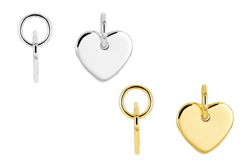 Placa plata 925 mini corazón 7x8mm charm