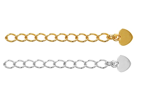Sterling silver chain extension with 6x5x0.60mm heart