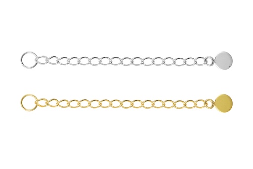 Extensión plata 925 con mini placa 5mm con anilla llavero 5mm